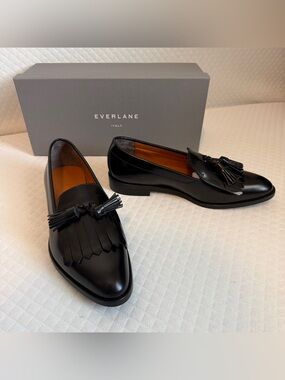 NEW IN BOX Everlane The Kiltie Loafer Women 6.5 Black Italian Leather Tassel Lux